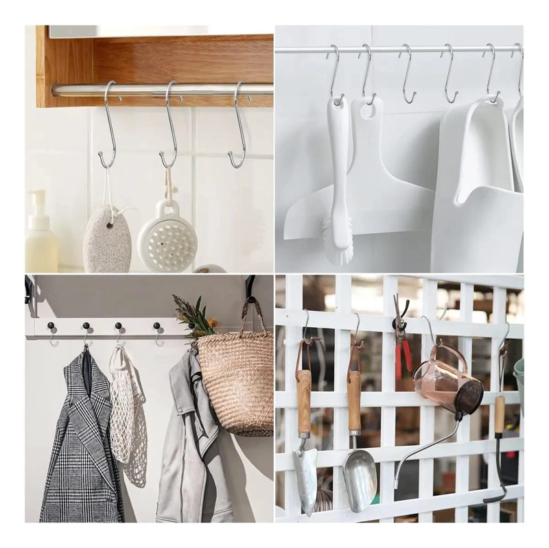 SET DE 20 GANCHOS EN S DE ACERO INOXIDABLE PARA COCINA Y TALLER - 2