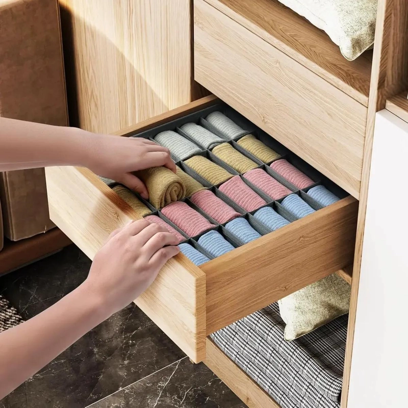 ORGANIZADOR PLEGABLE PARA CAJONES CON 24 CELDAS PARA CALCETINES - 5