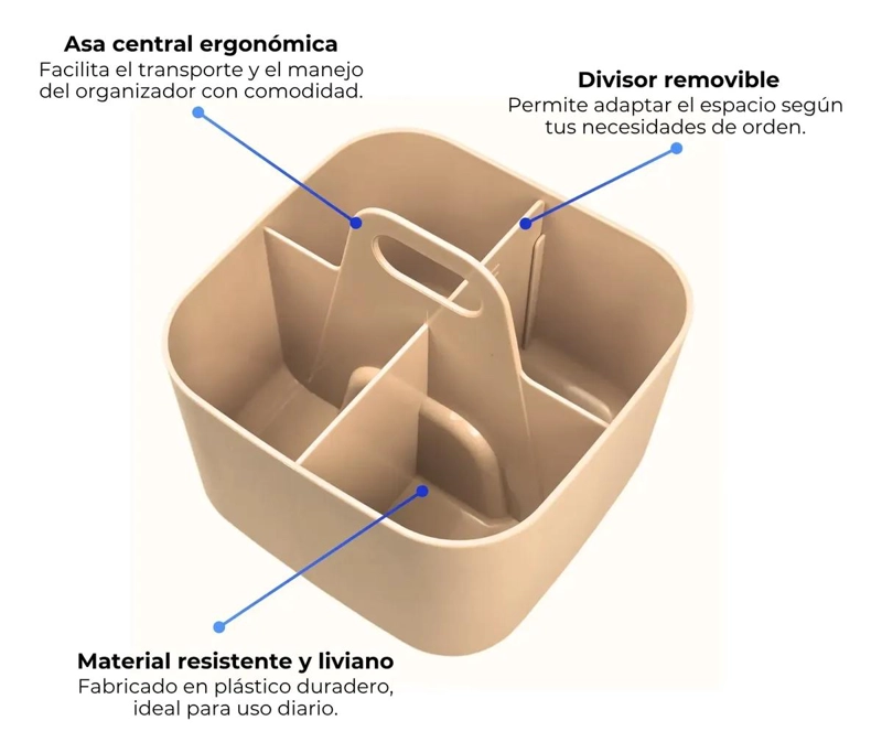 ORGANIZADOR CON 4 DIVISIONES PARA BAÑO, ESCRITORIO Y COCINA - 5
