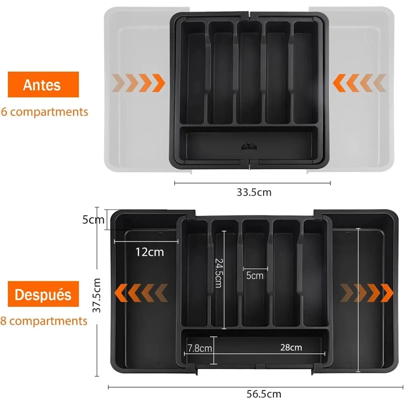 ORGANIZADOR AJUSTABLE PARA CUBIERTOS CON DISEÑO EXTENSIBLE PARA CAJONES - 2