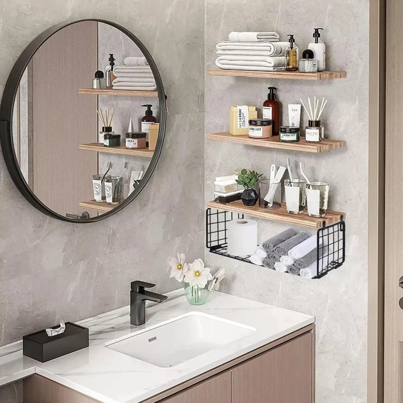 SET DE 3 ESTANTES ORGANIZADORES FLOTANTES PARA BAÑO Y PARED - 2
