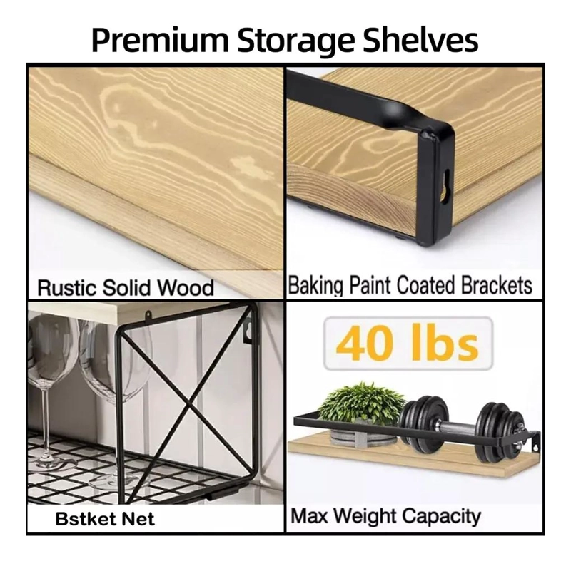 SET DE 3 ESTANTES ORGANIZADORES FLOTANTES PARA BAÑO Y PARED - 5
