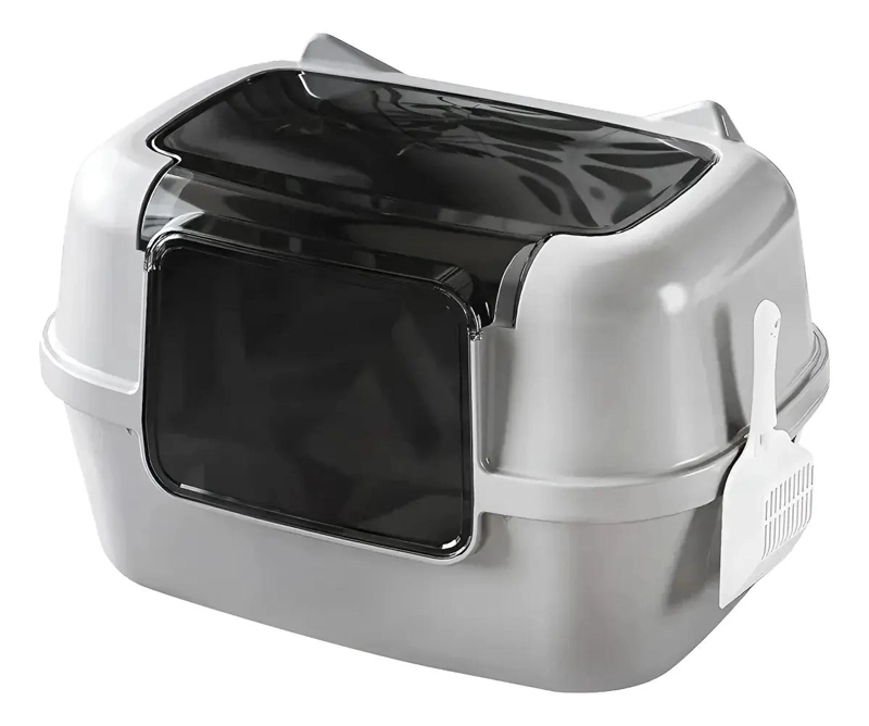 CAJA PARA ARENA DE GATOS CON CAPUCHA Y PALA INTEGRADA - 1