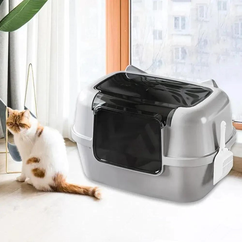 CAJA PARA ARENA DE GATOS CON CAPUCHA Y PALA INTEGRADA - 5