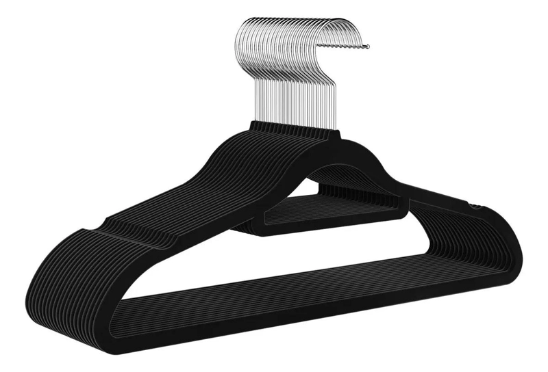 SET DE 20 COLGADORES ANTIDESLIZANTES DE TERCIOPELO PARA ROPA - 1