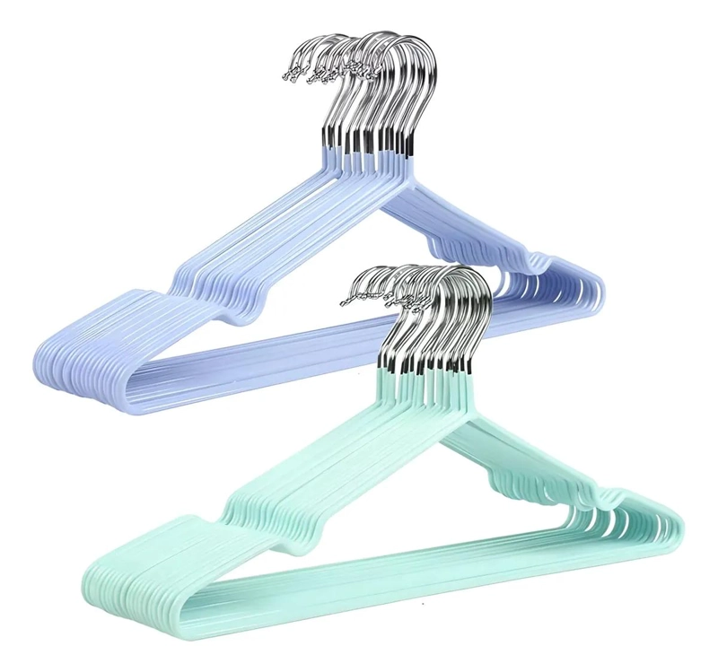 SET DE 20 PERCHAS METALICAS ANTIDESLIZANTES PARA ARMARIO HOGAR - 1