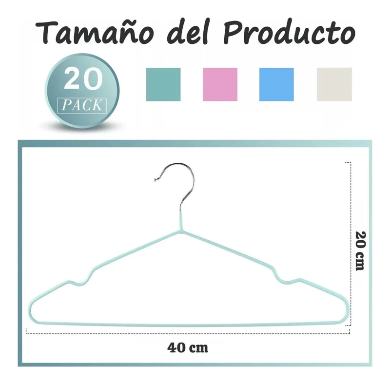 SET DE 20 PERCHAS METALICAS ANTIDESLIZANTES PARA ARMARIO HOGAR - 4