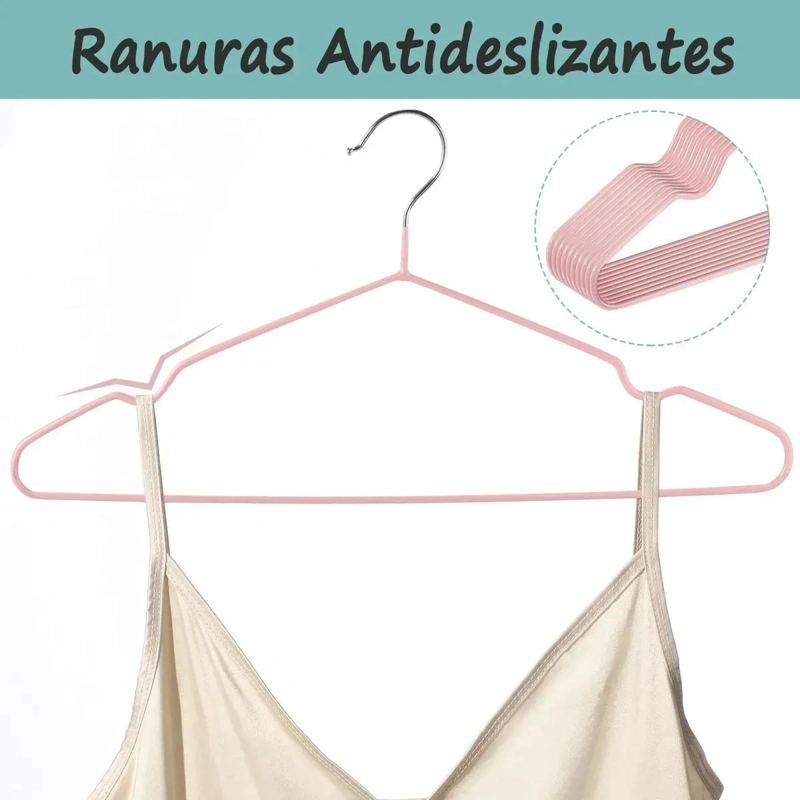 SET DE 20 PERCHAS METALICAS ANTIDESLIZANTES PARA ARMARIO HOGAR - 5