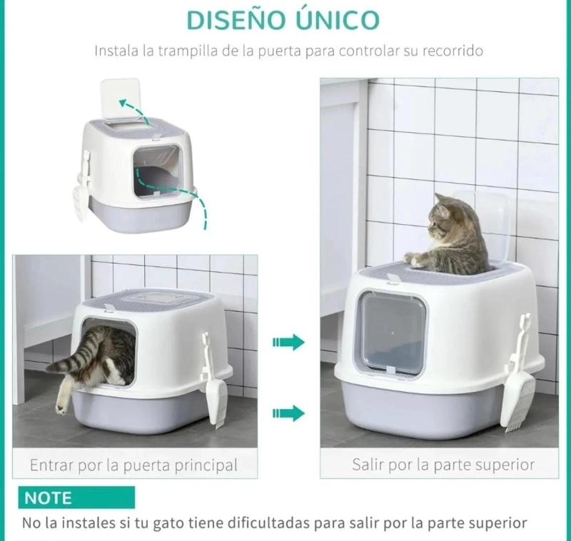 ARENERO CERRADO PARA GATOS TAMAÑO XL CON SISTEMA SANITARIO - 3