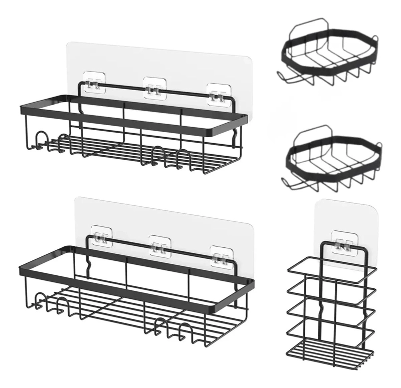 SET DE 5 PIEZAS ESTANTE ORGANIZADOR PARA BAÑO CON ADHESIVOS RESISTENTES - 2