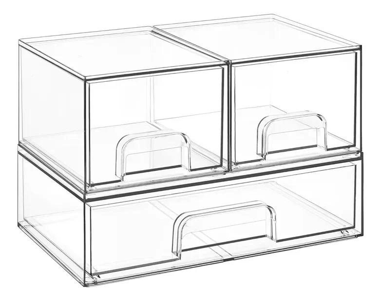 SET DE 3 CAJAS ACRILICAS PARA ORGANIZAR MAQUILLAJE Y COCINA - 2