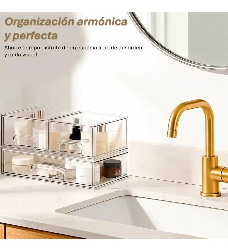 SET DE 3 CAJAS ACRILICAS PARA ORGANIZAR MAQUILLAJE Y COCINA - 4