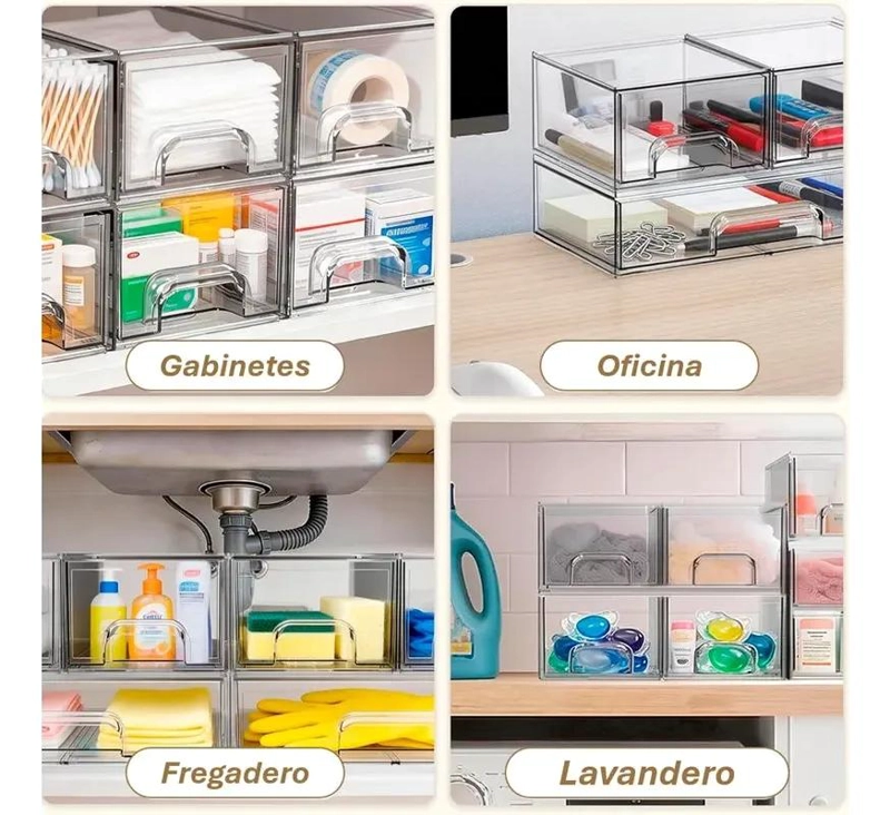 SET DE 3 CAJAS ACRILICAS PARA ORGANIZAR MAQUILLAJE Y COCINA - 5