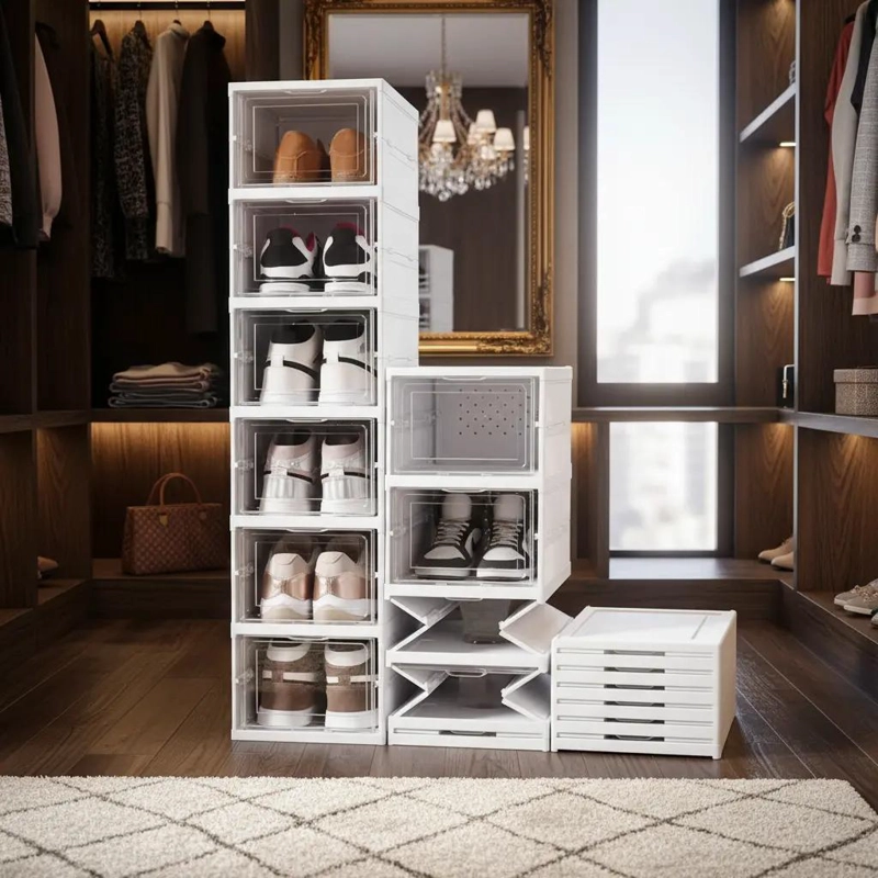 ORGANIZADOR PLEGABLE PARA ZAPATOS CON 6 NIVELES EN COLOR BLANCO - 3
