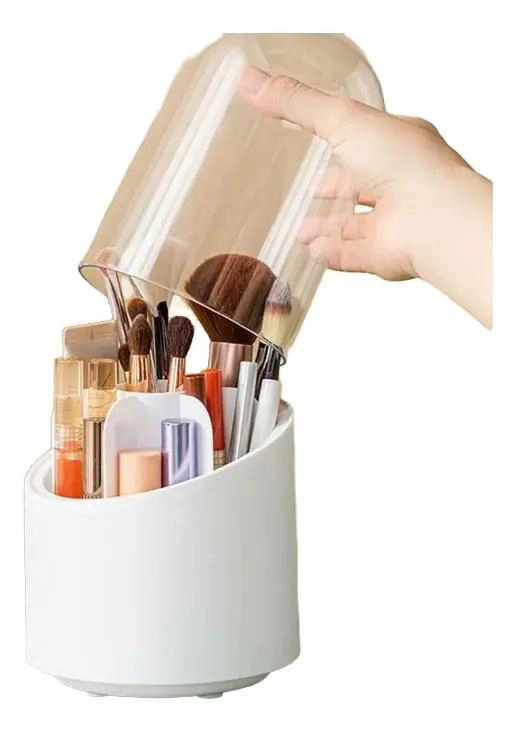 ORGANIZADOR GIRATORIO PARA BROCHAS DE MAQUILLAJE EN ACRILICO TRANSPARENTE - 1
