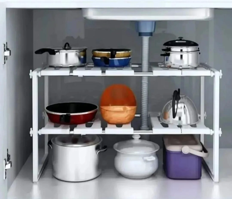 ORGANIZADOR DE OLLAS ARMABLE PARA DEBAJO DEL FREGADERO CON DISEÑO EFICIENTE - 1