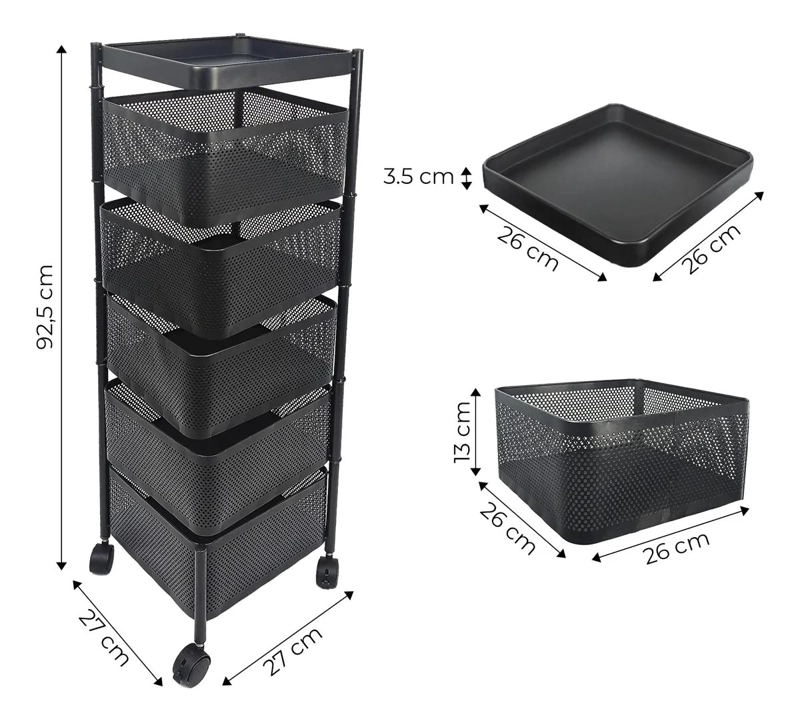 ESTANTE ORGANIZADOR GIRATORIO DE METAL CON 5 NIVELES PARA FRUTAS Y VERDURAS - 2