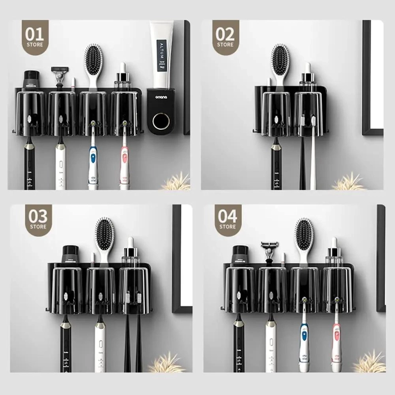 ORGANIZADOR PARA CEPILLOS DE DIENTES CON DISPENSADOR Y 4 VASOS - 3