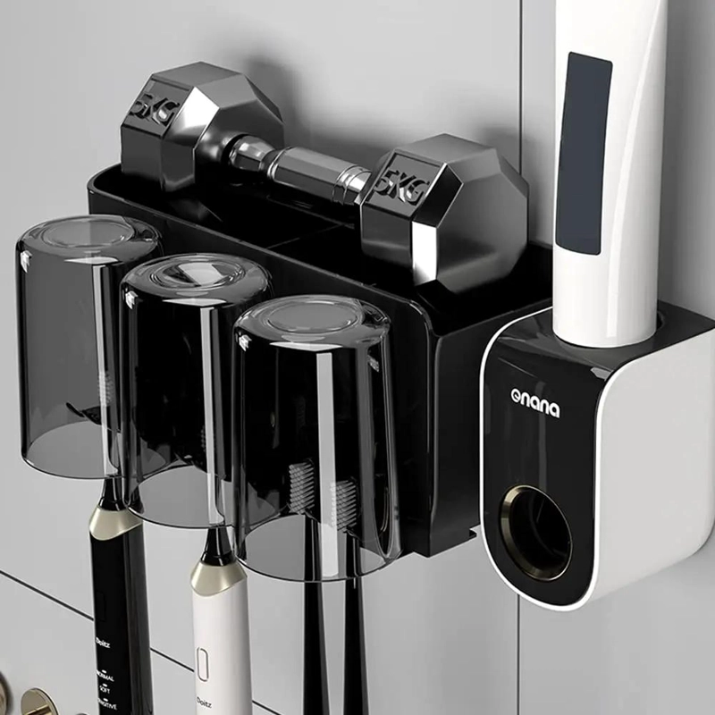 ORGANIZADOR PARA CEPILLOS DE DIENTES CON DISPENSADOR Y 4 VASOS - 4