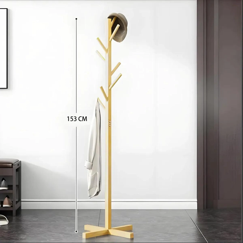 PERCHERO DE PIE ORGANIZADOR DE BAMBU CON SOPORTE RESISTENTE DE 153 CM - 2