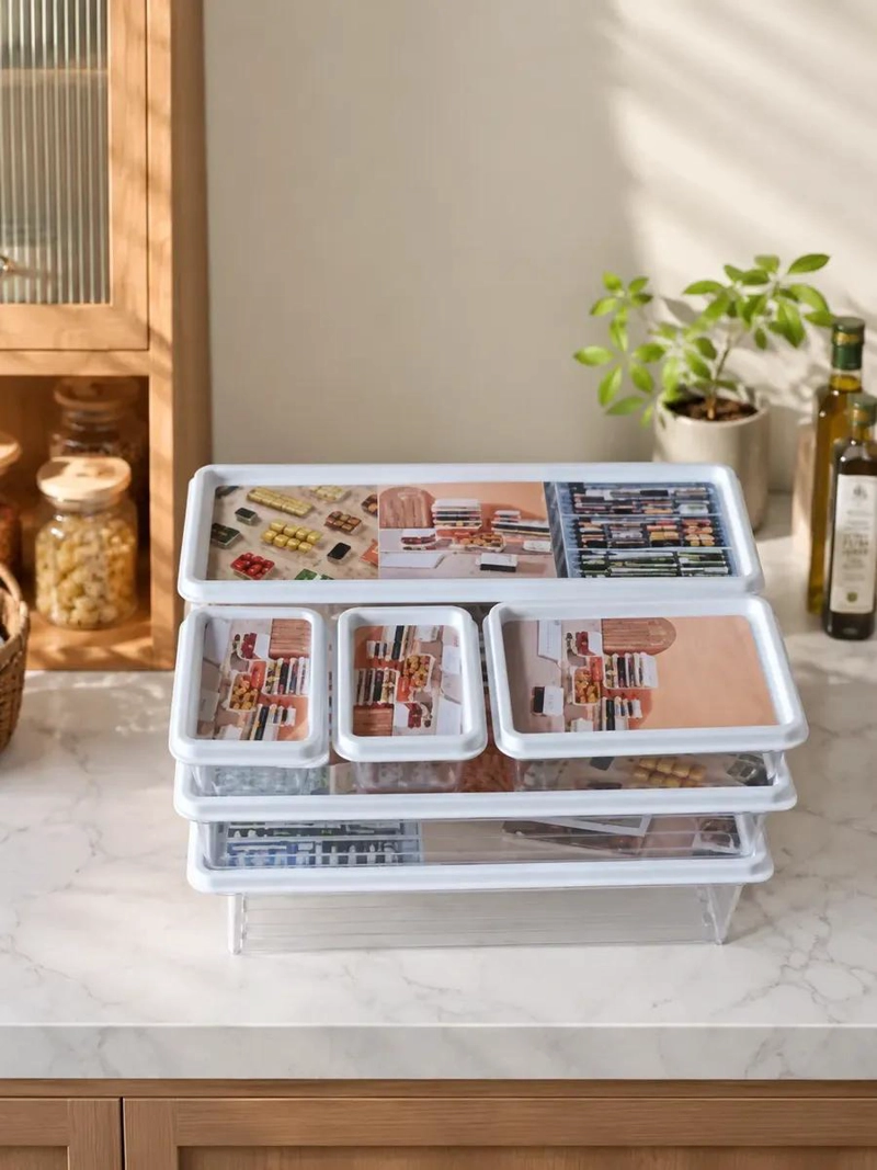 SET DE ORGANIZADORES ACRILICOS APILABLES PARA COCINAS MODERNAS - 2