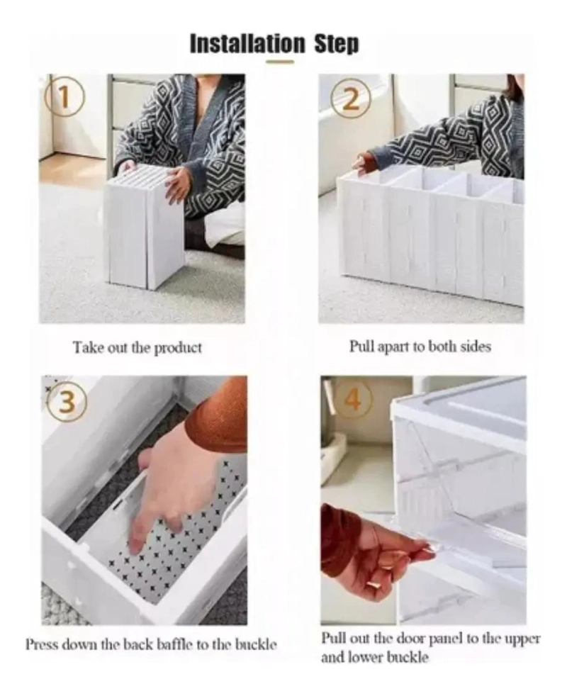 SET DE 6 CAJAS ORGANIZADORAS PLEGABLES PARA ZAPATOS SIN INSTALACION - 3