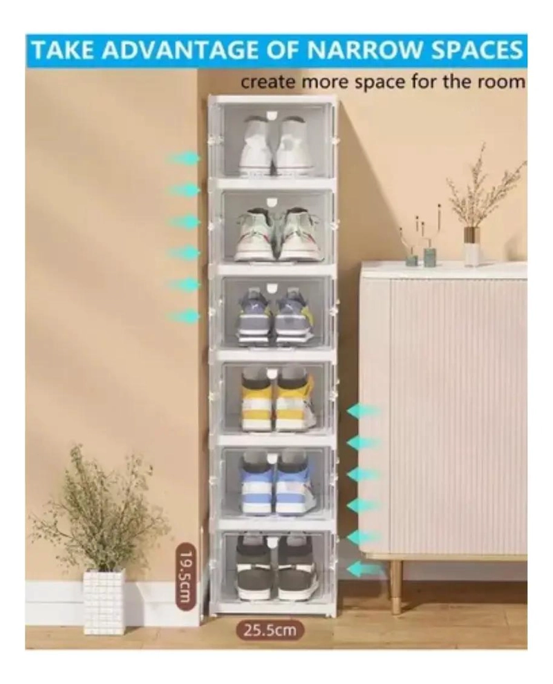 SET DE 6 CAJAS ORGANIZADORAS PLEGABLES PARA ZAPATOS SIN INSTALACION - 4