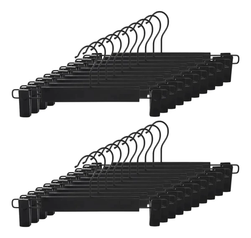 SET DE 20 PERCHAS CON GANCHO Y PINZA PARA PANTALONES Y FALDAS DE PLASTICO - 1