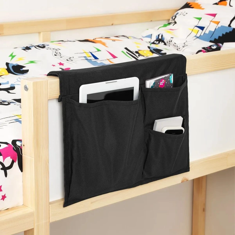 ORGANIZADOR COLGANTE PARA CAMA CON MULTIPLES BOLSILLOS NEGRO 39X30 CM - 2