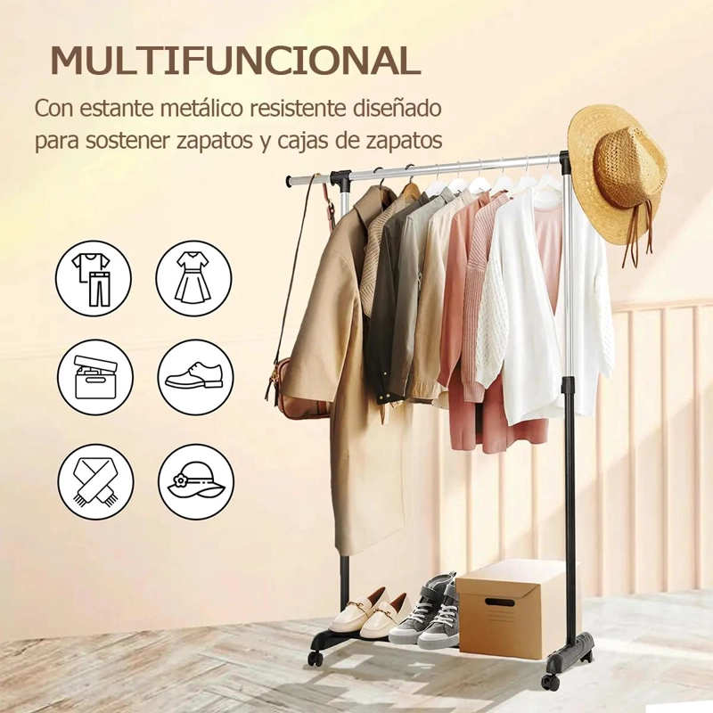PERCHERO ORGANIZADOR RODANTE EXTENSIBLE PARA COLGAR ROPA Y ACCESORIOS - 4