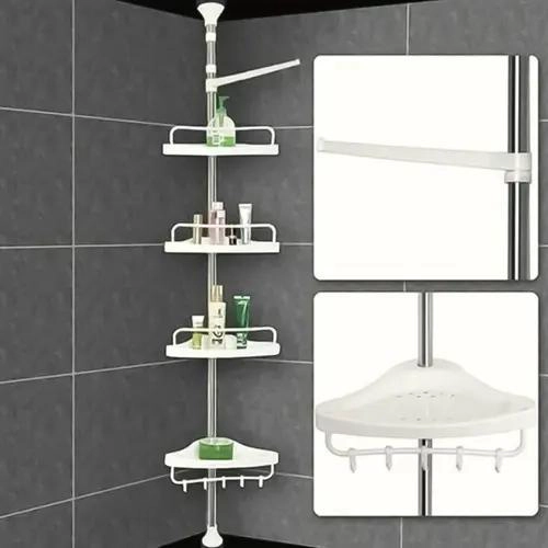 ORGANIZADOR ESQUINERO PARA BAÑO CON 4 PISOS AJUSTABLES Y MULTIUSO - 4