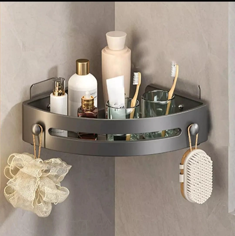 ESTANTE ESQUINERO ADHESIVO PARA BAÑO CON DISEÑO COMPACTO Y FUNCIONAL - 2