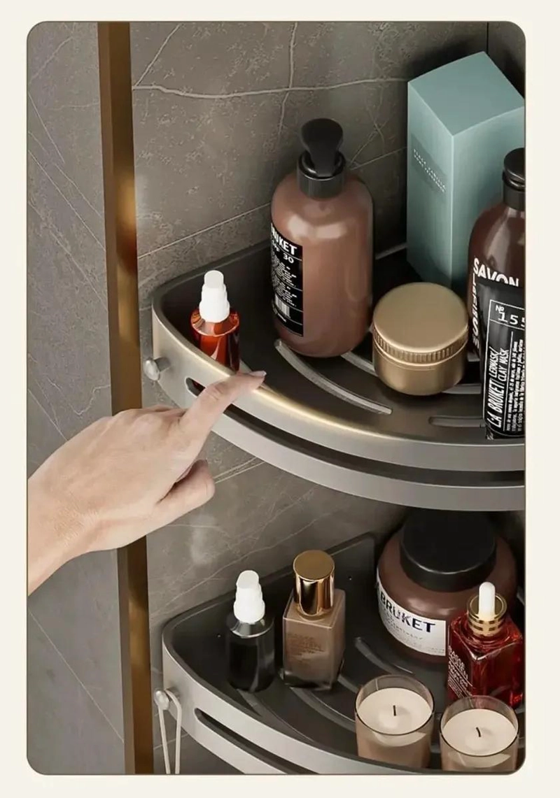 ESTANTE ESQUINERO ADHESIVO PARA BAÑO CON DISEÑO COMPACTO Y FUNCIONAL - 3