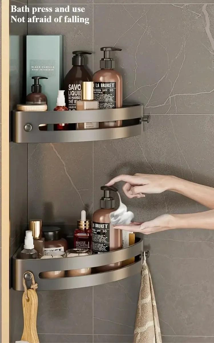 ESTANTE ESQUINERO ADHESIVO PARA BAÑO CON DISEÑO COMPACTO Y FUNCIONAL - 4