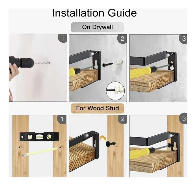 KIT DE 3 REPISAS FLOTANTES PARA MONTAJE EN PARED RESISTENTES Y DECORATIVAS - 1