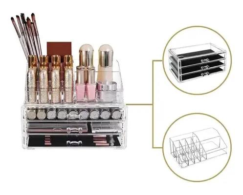 ORGANIZADOR DE ACRILICO PARA MAQUILLAJE CON MULTIPLES COMPARTIMENTOS - 2