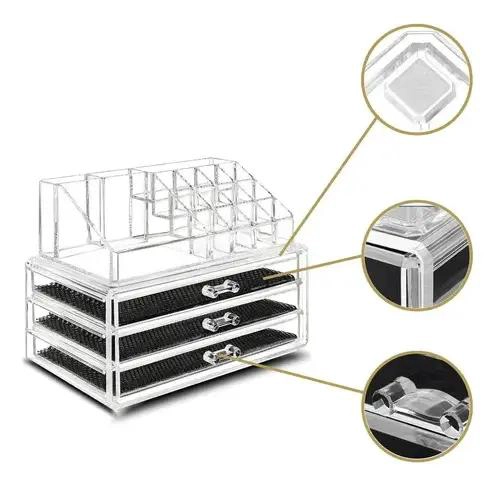 ORGANIZADOR DE ACRILICO PARA MAQUILLAJE CON MULTIPLES COMPARTIMENTOS - 4