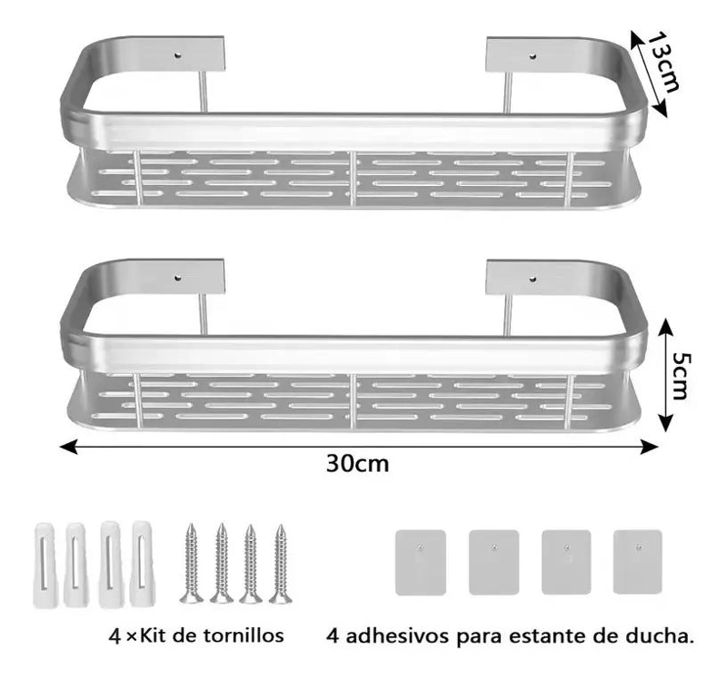 SET DE 2 REPISAS ADHESIVAS PARA ORGANIZAR DUCHA Y BAÑO - 2