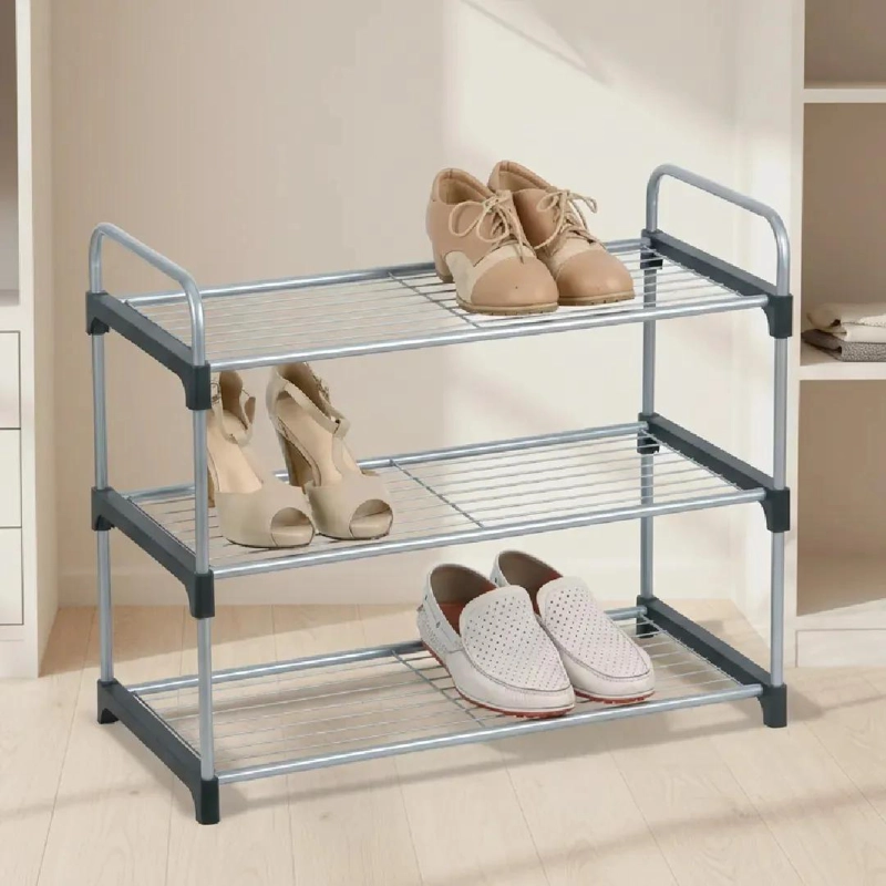 ORGANIZADOR DE ZAPATOS DE 3 NIVELES CON ESTRUCTURA METALICA Y MALLA - 1