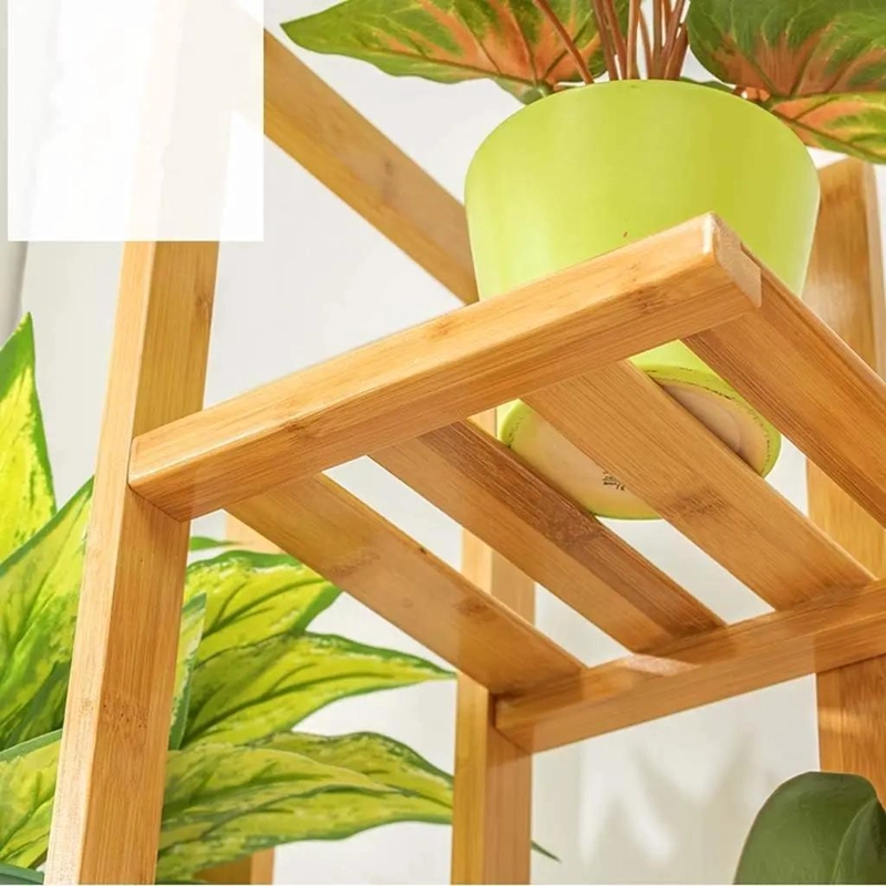 ESTANTE ORGANIZADOR DE BAMBU CON 5 NIVELES PARA PLANTAS Y LIBROS - 5