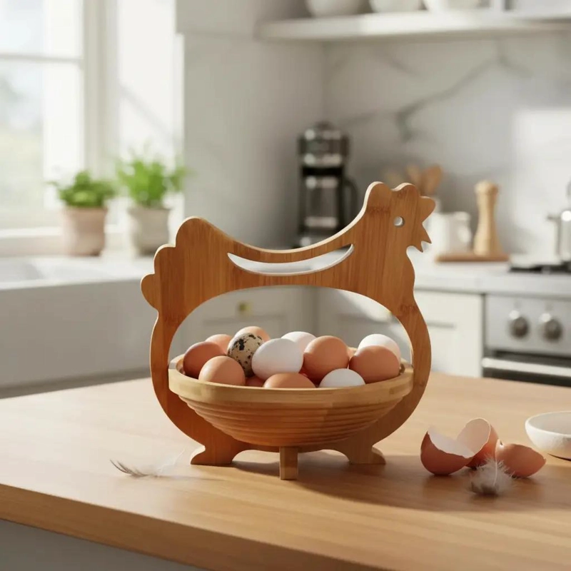 ORGANIZADOR DE HUEVOS DE MADERA CON CAPACIDAD PARA 30 UNIDADES - 1