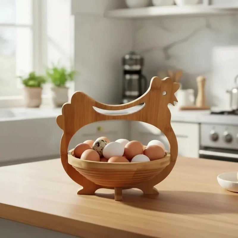 ORGANIZADOR DE HUEVOS DE MADERA CON CAPACIDAD PARA 30 UNIDADES - 2