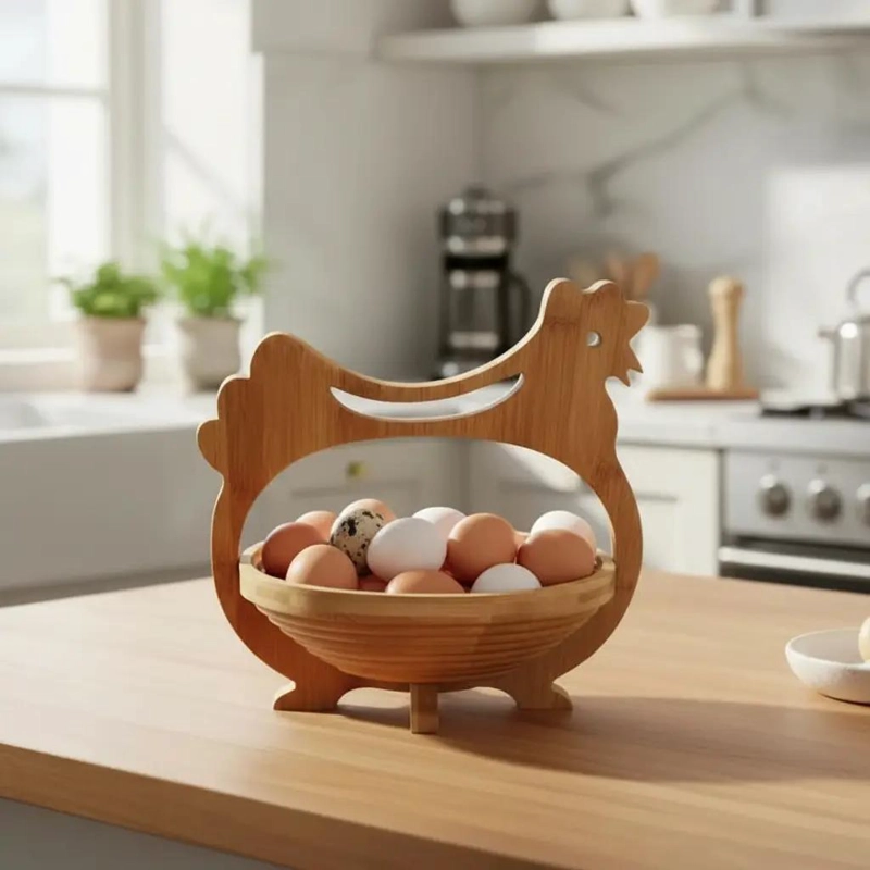 ORGANIZADOR DE HUEVOS DE MADERA CON CAPACIDAD PARA 30 UNIDADES - 3