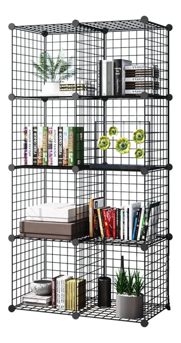ARMARIO ORGANIZADOR METALICO NEGRO CON 8 CUBOS PARA ALMACENAMIENTO - 1