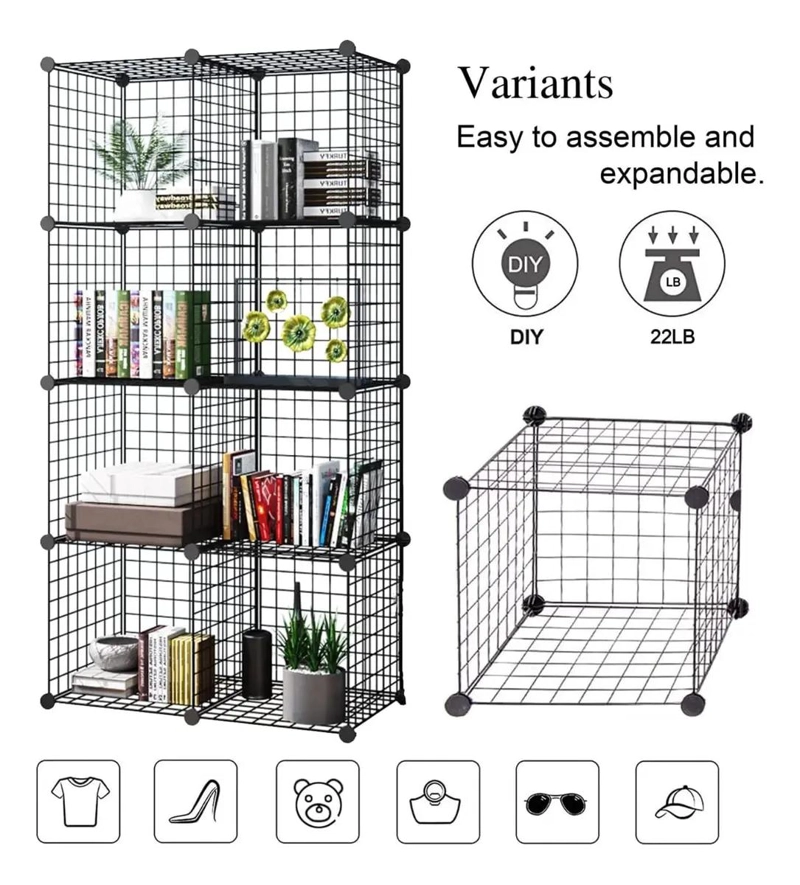 ARMARIO ORGANIZADOR METALICO NEGRO CON 8 CUBOS PARA ALMACENAMIENTO - 2