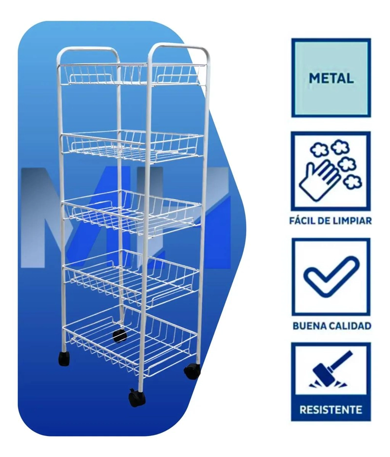 CARRO ORGANIZADOR MOVIL DE 5 NIVELES CON ESTRUCTURA METALICA RESISTENTE - 2