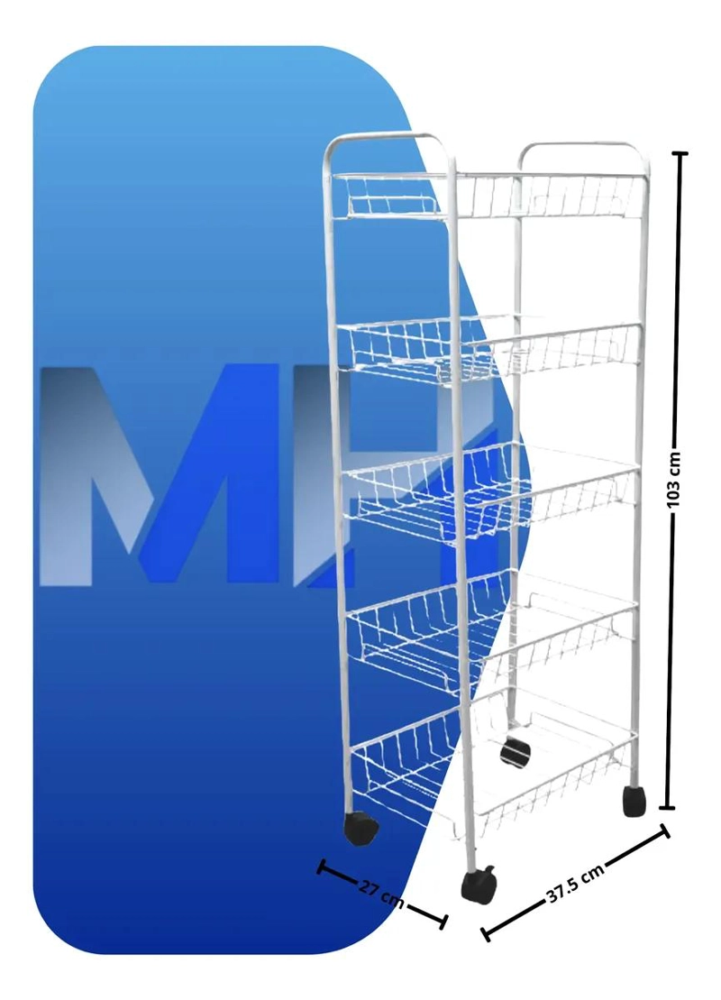 CARRO ORGANIZADOR MOVIL DE 5 NIVELES CON ESTRUCTURA METALICA RESISTENTE - 5