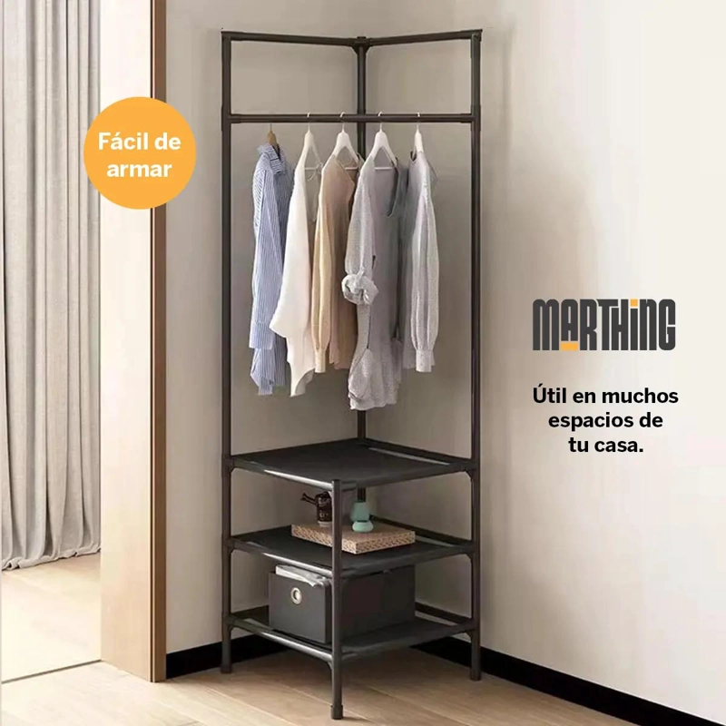 RACK PERCHERO ESQUINERO PARA COLGAR Y ORGANIZAR ROPA ARMABLE - 4
