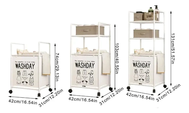 ORGANIZADOR RACK MULTIFUNCIONAL CON CANASTO PARA ROPA SUCIA Y ALMACENAMIENTO - 3