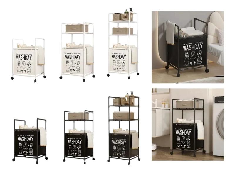 ORGANIZADOR RACK MULTIFUNCIONAL CON CANASTO PARA ROPA SUCIA Y ALMACENAMIENTO - 4